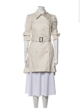 yaya Authentic solid bone white belted trench coat Cotton Medium